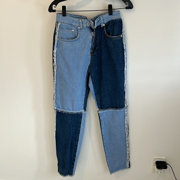 Ragged Jeans Quarter Panel Two Tone Mom Jeans - Picture 4 of 9